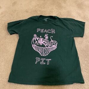 Peach Pit Band T-Shirt with Pink Fruit Graphic